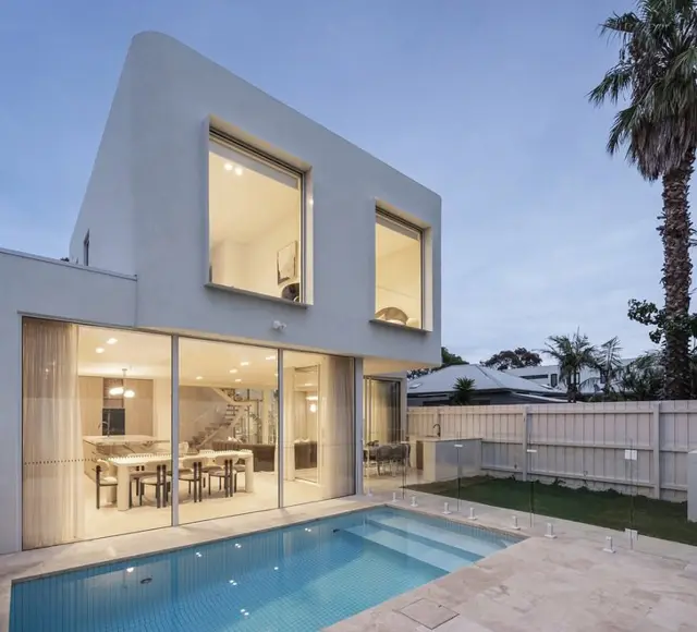 Poolside living, with the upper level above
